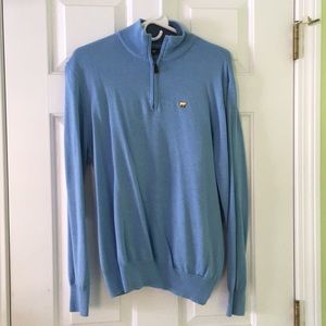 Men’s blue quarter zip golf sweater